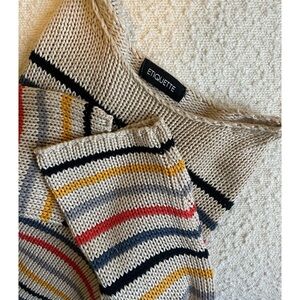 Etiquette Striped Flared Sleeve Knit Pullover Sweater size small